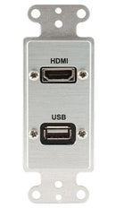 Covid D1219P-CA HDMI Pigtail, USB AA Pigtail Wall Plate (Clear Anodized)