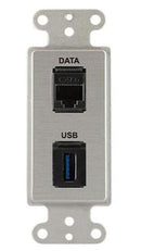Covid D1233F-CA RJ45-CAT6, Keystone USB-3-AA Wall Plate (Clear Anodized)