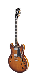 D'Angelico PREMIER DC Semi Hollow Electric Guitar (Dark Iced Tea Burst)