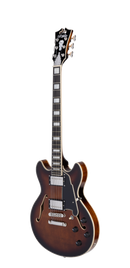 D'Angelico DAPMDCBRBNS Mini guitare électrique semi-creuse (Brown Burst)