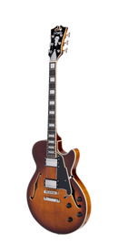 D'Angelico PREMIER SS Guitare électrique semi-creuse (Dark Iced Tea Burst)