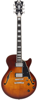 D'Angelico PREMIER SS Guitare électrique semi-creuse (Dark Iced Tea Burst)