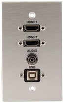 Covid W1403P-CA 2 HDMI Pigtail, USB BA and Audio Input Wall Plate (Clear Anodized)