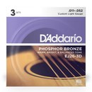 D'Addario EJ26-3D Phosphor Bronze CUSTOM LIGHT 11-52 3 Pack
