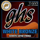 Ghs WB-L White Bronze Acoustic Electric Guitar Strings - Standard Light