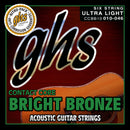 Ghs CCBB10 Contact Core Bright Bronze Acoustic Guitar Strings - Ultra Light