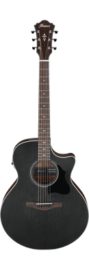 Guitare acoustique Ibanez AE140 (Black altéré, Pore ouvert naturel)
