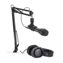 Audio-Technica ATH-M20X Casque de studio à dos fermé + Microphone Usbxlr dynamique cardioïde AT2005USB + Bras de perche (BUNDLE)