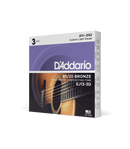 D'Addario EJ13-3D 3-Pack 80/20 Bronze Acoustic Guitar Strings Set Custom Light 11-52 Gauge