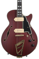 D'Angelico Dadbssstwgs Deluxe SS Baritone Semi Hollow Body Guitar (Satin Trans Wine)