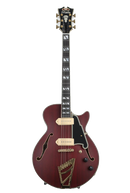 D'Angelico Dadbssstwgs Deluxe SS Baritone Semi Hollow Body Guitar (Satin Trans Wine)