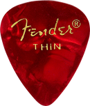 Fender Guitar Pick 351 Shape Classic Celluloid 1 Gross - Red Moto - Thin, 144-Count