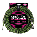 Câble tressé droit/angle Ernie Ball 6077EB (noir/vert) - 10'
