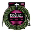 Câble tressé droit/angle Ernie Ball 6082EB (noir/vert) - 18'
