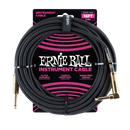 Câble tressé droit/angle Ernie Ball 6086EB (noir) - 18'