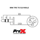 ProX XC-MXM25 Unbalanced 1/8" TRS-M Mini to XLR3-M High Performance Audio Cable - 25 Ft.
