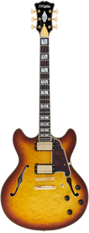 D'Angelico DAEDCXTQITBGS Guitare électrique semi-creuse (Couette Iced Tea Burst)