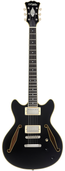 D'Angelico DAEMDCTSBKSNS Guitare électrique semi-creuse (noir)