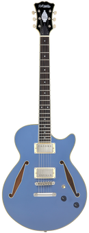D'Angelico DAESSTSLBSNS Guitare électrique semi-creuse (bleu ardoise)