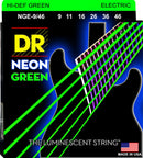 DR Handmade Strings NGE-9/46 Neon Green Coated Electric Guitar Strings - Light - Heavy (9-46)