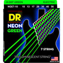 DR Handmade Strings NGE7-10 Neon Green Coated 7-String Electric Guitar Strings - Medium (10-56)