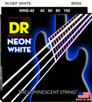 DR Handmade Strings NWB-40 Neon White K3 Coated Bass Strings - Light (40-100)