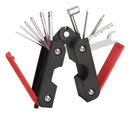 Rockcare RB Tool Multi Tool M 13-en-1 Ensemble multi-outil avec enrouleur de chaîne pour guitare et basse (métrique / rouge)