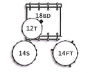 Tamburo TB UNIKA418FN UNIKA Series 4-piece Wood Shell Pack with Snare Drum and 18" Bass Drum (Flamed Black)