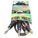 ProX XC-DPR03 3 Ft. Unbalanced Dual 1/4" TS-M to Dual RCA-M High Performance Audio Cable