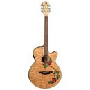 Guitare acoustique/électrique à 6 cordes Luna FLORA Rose - Naturel brillant