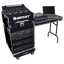 Odyssey FZ1116WDLX - 11U Top Slanted 16U Vertical Pro Combo Rack with Side Table and Casters