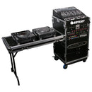 Odyssey FZ1116WDLX - 11U Top Slanted 16U Vertical Pro Combo Rack with Side Table and Casters