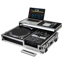 Odyssey FZGS1BM10W Reversible Format DJ Mixer and One Battle Position Turntable Coffin Flight Case w/Glide Platform  - 10″