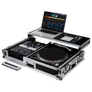 Odyssey FZGS1BM10W Reversible Format DJ Mixer and One Battle Position Turntable Coffin Flight Case w/Glide Platform  - 10″