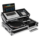 Odyssey FZGS1BM10W Reversible Format DJ Mixer and One Battle Position Turntable Coffin Flight Case w/Glide Platform  - 10″