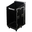 Odyssey FZSRP1112W - Rack combiné 11U incliné en haut, 12U en bas, économiseur d'espace vertical avec roues