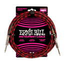 Câble d'instrument tressé droit Ernie Ball 6394EB (rouge noir) - 10'