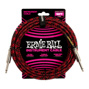 Ernie Ball 6396EB Straight Braided Cable (Red Black) - 18'