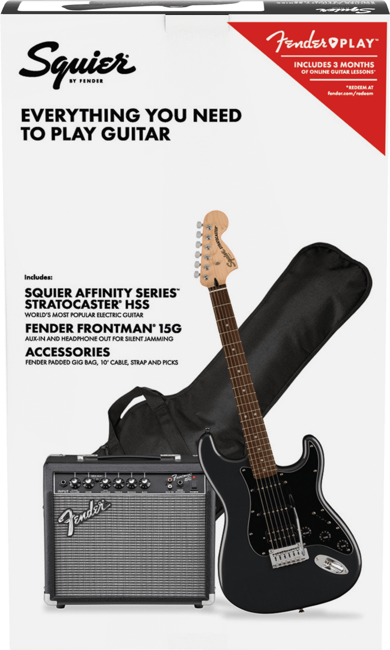Fender SQUIER AFFINITY SERIES STRATOCASTER HSS PACK Electric Guitar Pack (Charcoal Frost Metallic)