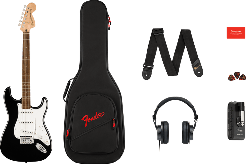 Fender SQUIER AFFINITY SERIES STRATOCASTER MUSTANG MICRO PACK Electric Guitar Pack (Black)