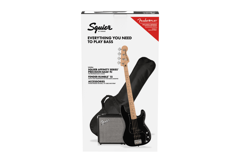 Fender SQUIER AFFINITY SERIES PRECISION BASS PJ PACK Electric Bass Guitar Pack (Black)