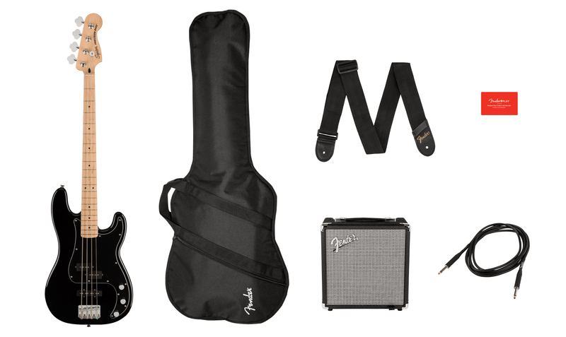 Fender SQUIER AFFINITY SERIES PRECISION BASS PJ PACK Electric Bass Guitar Pack (Black)