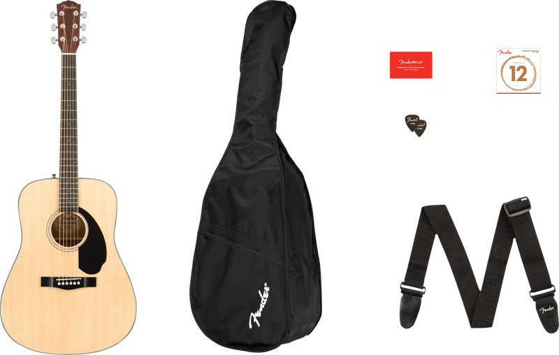 Fender CD-60S DREADNOUGHT PACK V2 Acoustic Guitar Pack (Natural)