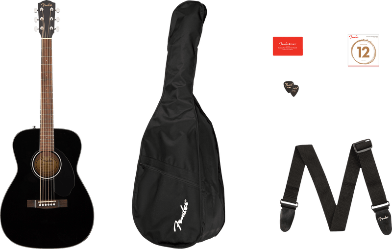 Fender CC-60S CONCERT PACK V2 Acoustic Guitar Pack (Black)