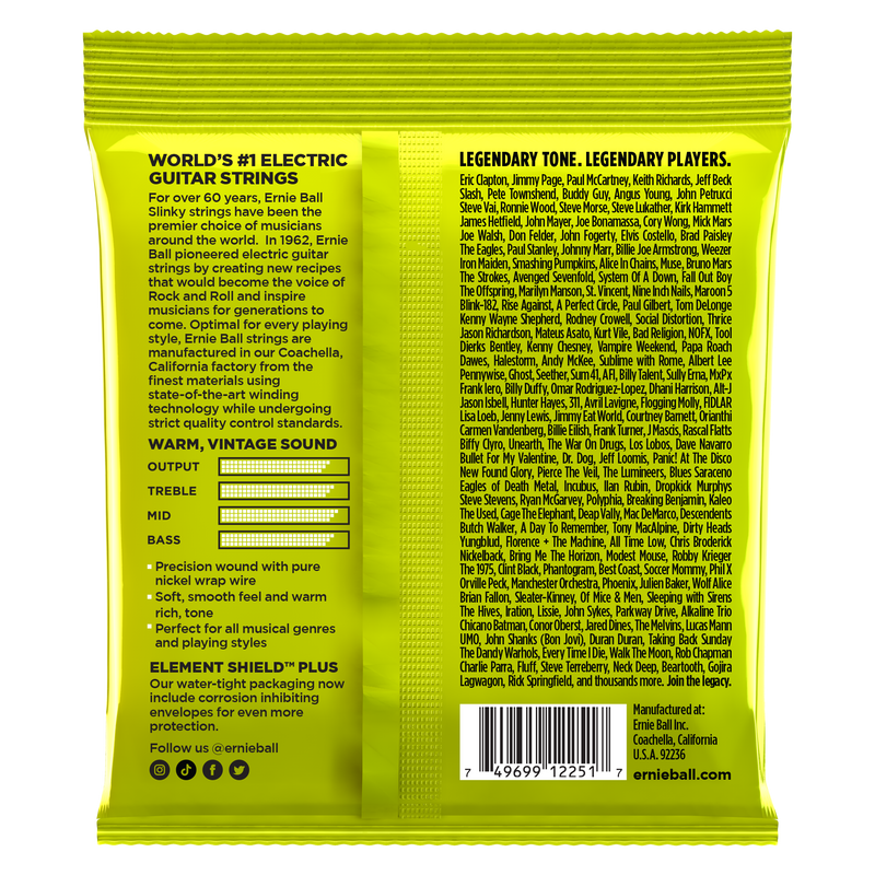 Ernie Ball 2251EB Class Regular Slinky Classic Rock N Roll Pure Nickel Wrap Regular Slinky Guitar Strings 010 - 046