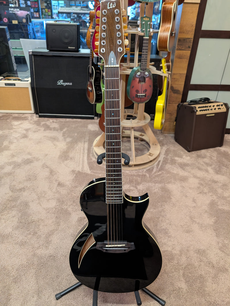 ESP TL-12 THINLINE Series 12-String Acoustic Electric Guitar (Black) (USED)