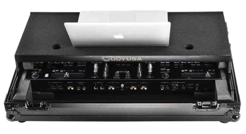 Odyssey FZGSDDJREV7WBL Flight Case Glide Style pour contrôleur Pioneer DDJ-REV7 avec roulettes et plate-forme pour ordinateur portable (noir)