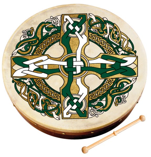 Waltons 10AWAL-1953 Celtic Design Bodhran (Gaelic Cross) - 8"