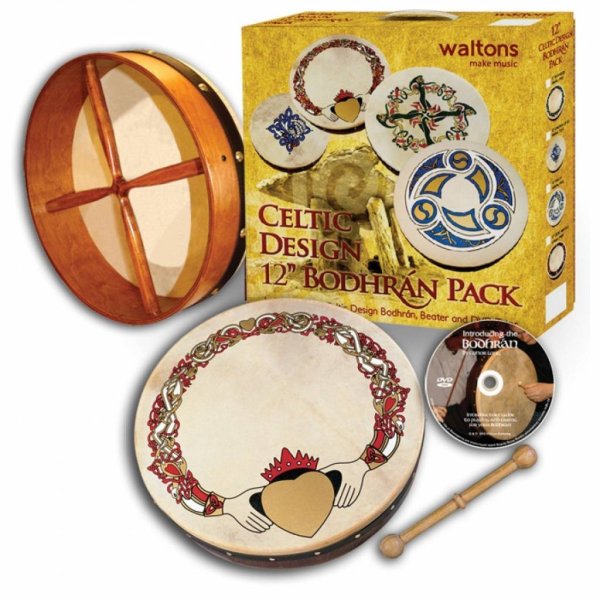 Waltons 10AWAL-P1931 Bodhrán Drum Pack (Claddagh) - 12"