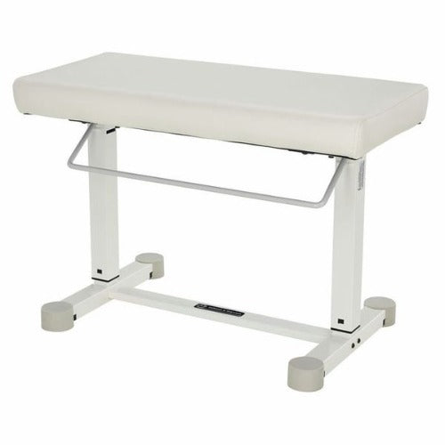 K&M 14080 Banc de piano pneumatique en acier avec siège en similicuir (blanc)